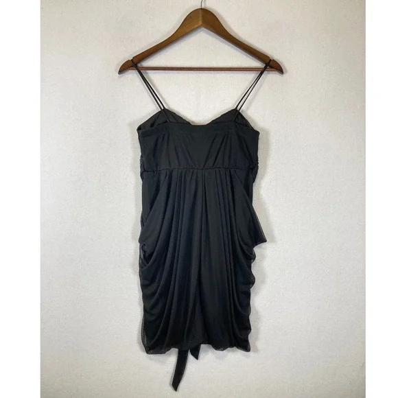 Cocktail Sweet Storm Women M Black Beaded Empire Waist Chiffon Dress 26579 - Picture 2 of 9